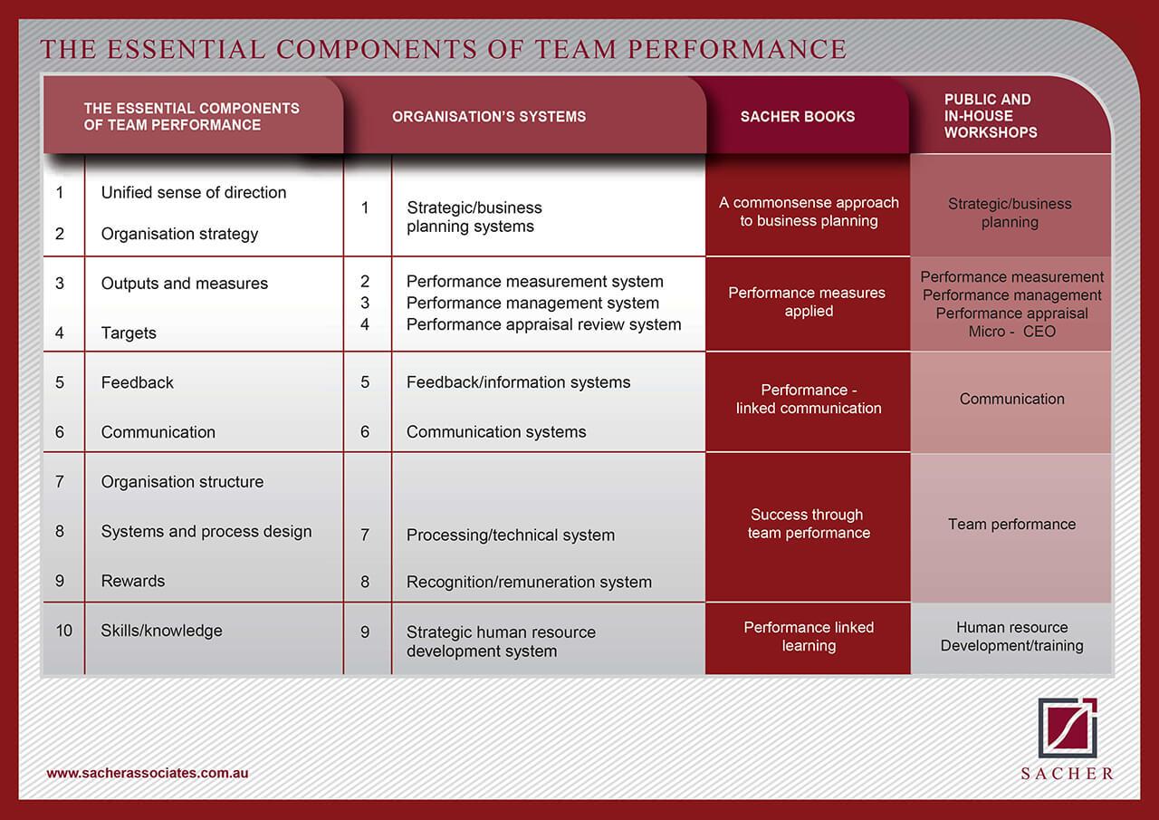 sacher essential components of team performance table